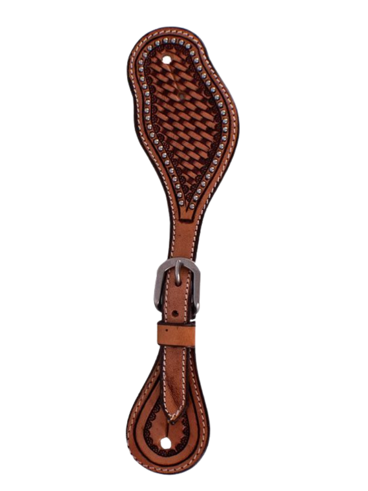 Courroies d'éperons western Basketweave Tooling and Silver Studs