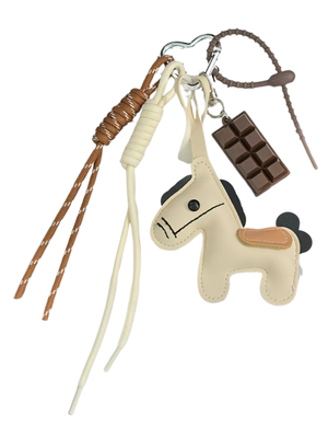 Porte-Clé / Charm de sac cheval similicuir avec chocolat