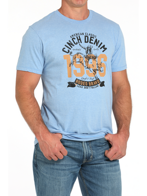 T-shirt bleu pâle à logo western – Homme