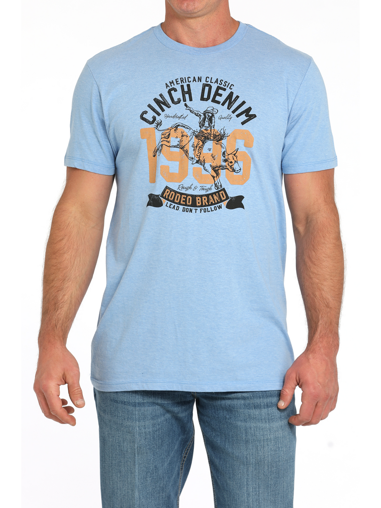 T-shirt bleu pâle à logo western – Homme