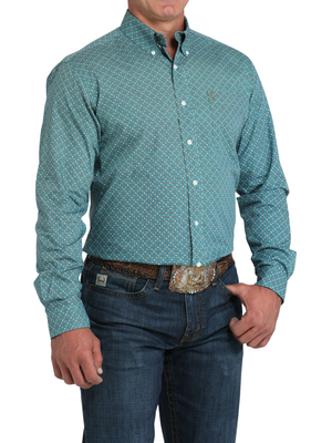 Chemise Western Géométrique Turquoise et Orange - Homme