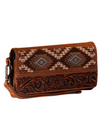 Wallet with embroidery and tooled patterns