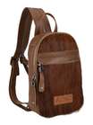 Genuine Leather Convertible Sling Backpack with Cowhide