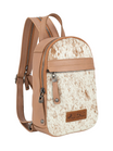 Genuine Leather Convertible Sling Backpack with Cowhide