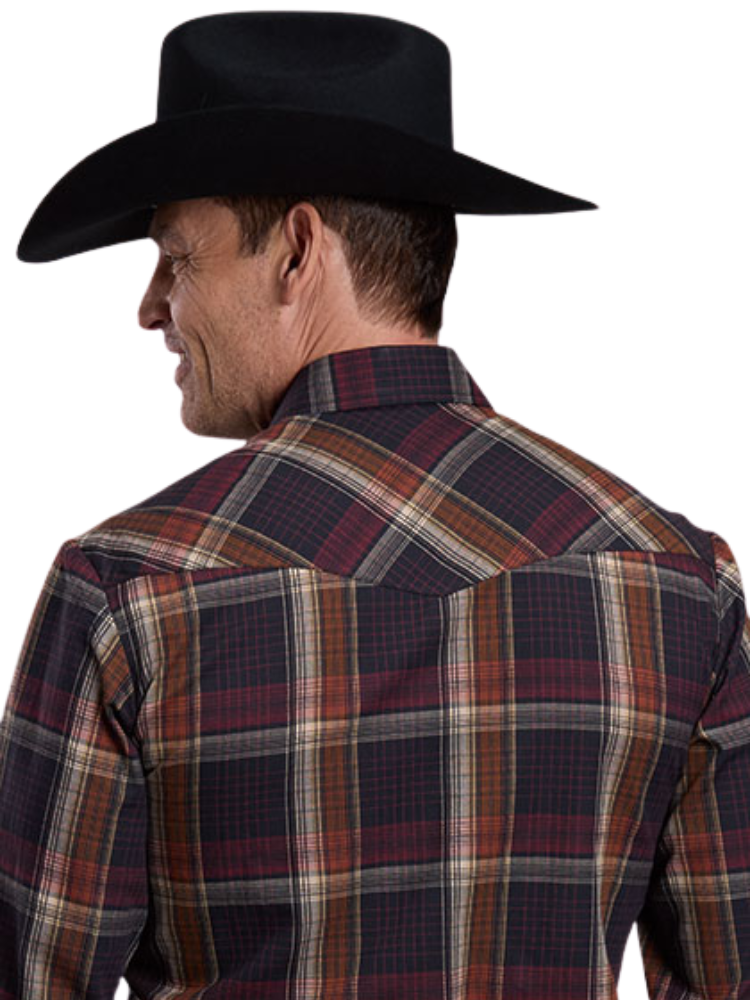 Chemise western à carreaux brun multi - Homme