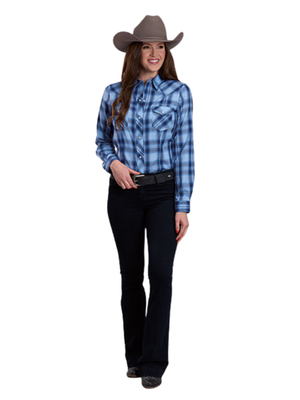 Chemise western Multi Blue Plaid - Femme