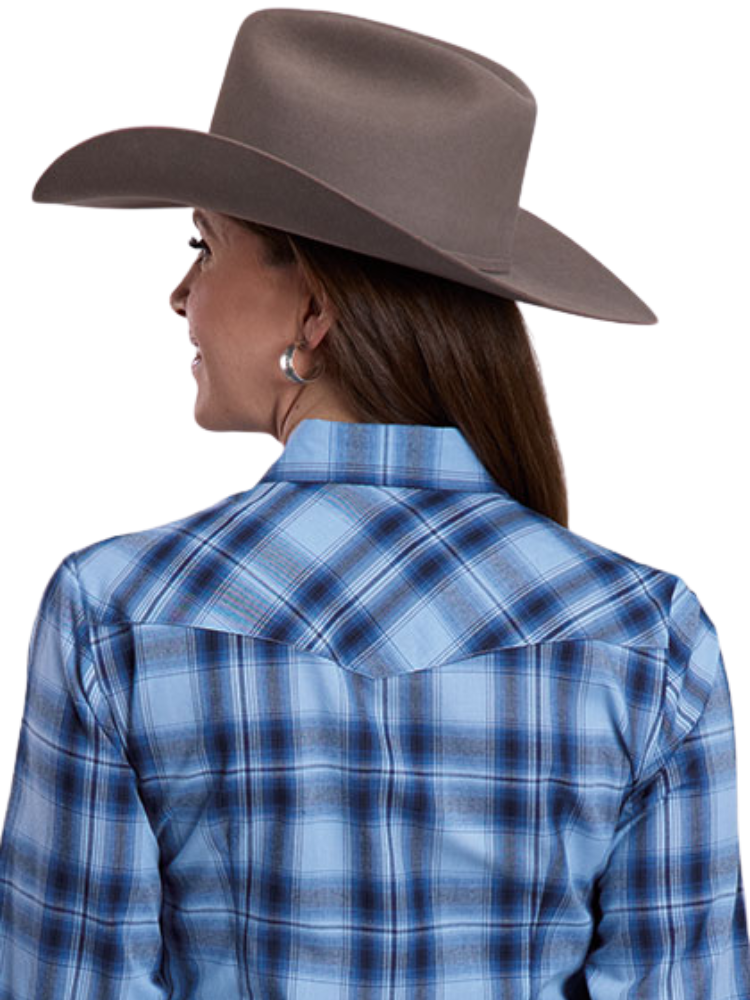 Chemise western Multi Blue Plaid - Femme