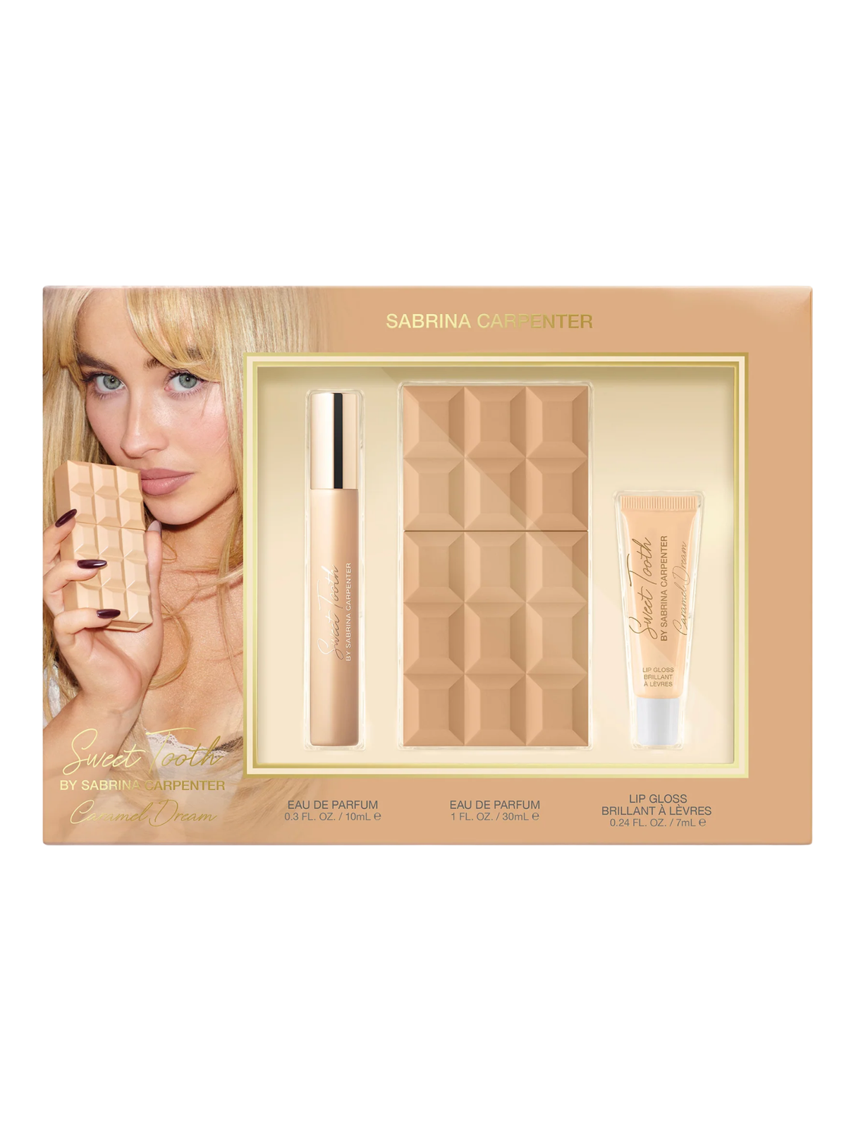 Coffret Cadeau 3 Pièces Eau de parfum & Brillant à lèvres Caramel Dream