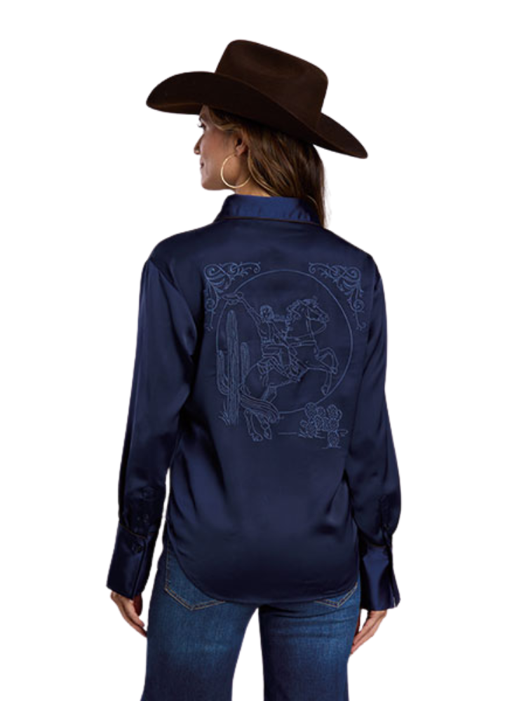 Blouse western satin Buckin' Bronc - Femme