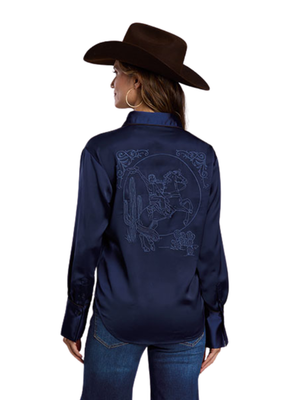 Blouse western satin Buckin' Bronc - Femme