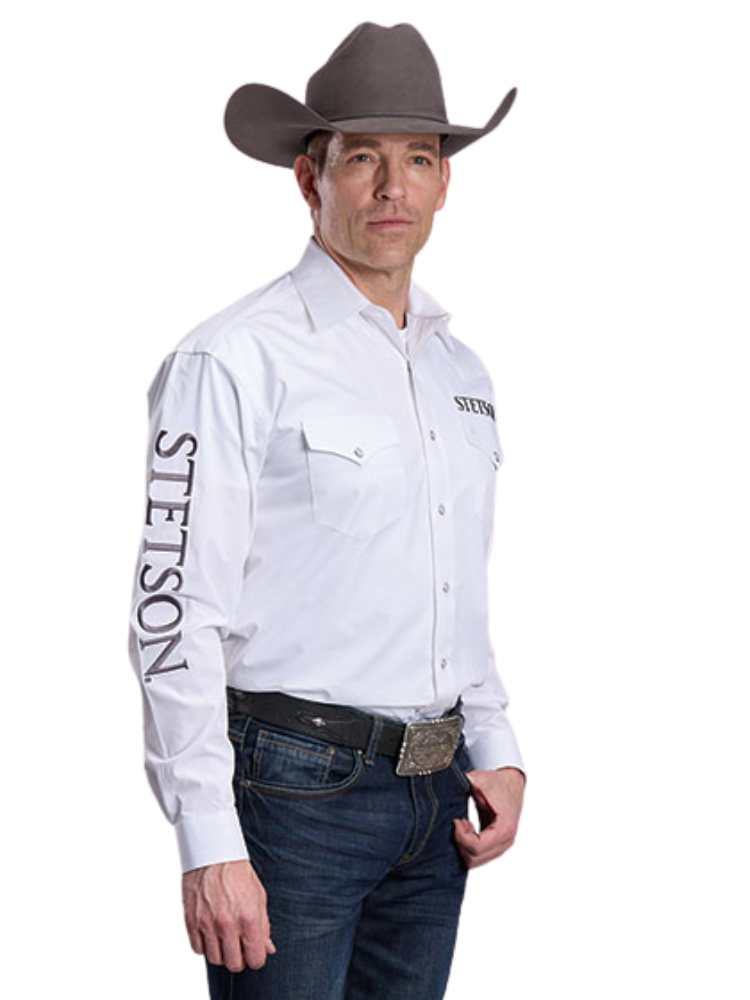 Chemise Western à broderies Stetson® Blanche - Homme