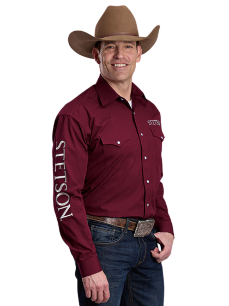 Chemise Western à broderies Stetson® Wine - Homme
