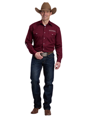 Chemise Western à broderies Stetson® Wine - Homme