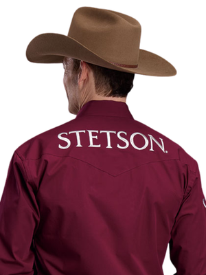 Chemise Western à broderies Stetson® Wine - Homme
