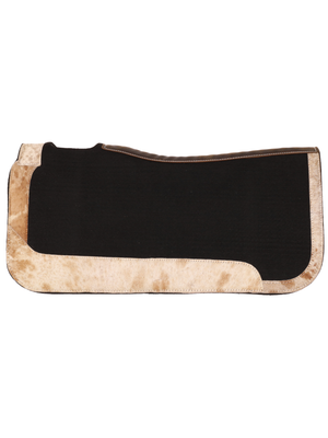 Tapis western contouré en feutre noir avec Cowhide - 31 x 32