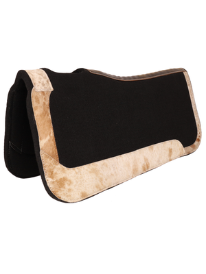 Tapis western contouré en feutre noir avec Cowhide - 31 x 32