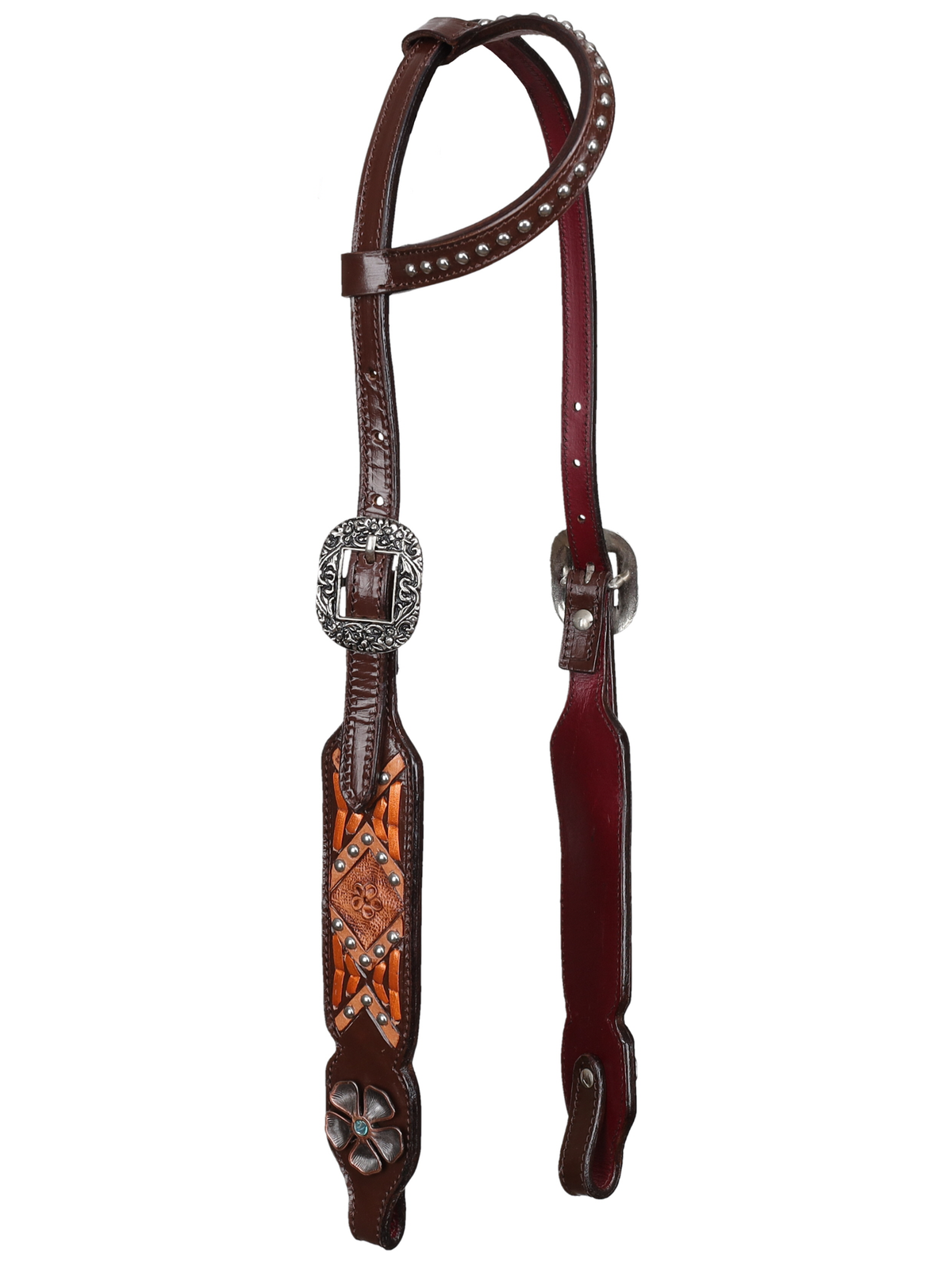 Ensemble Bride oreille & Bricole western Ranch Blossom avec rênes
