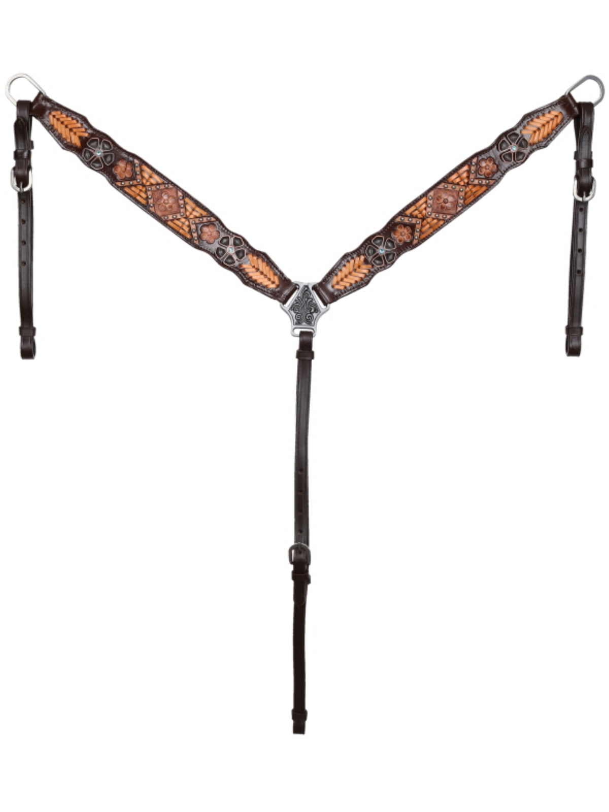 Ensemble Bride oreille & Bricole western Ranch Blossom avec rênes