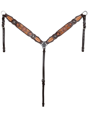 Ensemble Bride oreille & Bricole western Ranch Blossom avec rênes