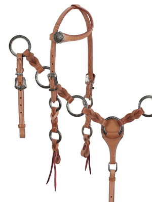 Western set of ear bridle and Twisted Ring thong
