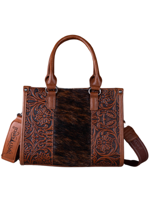 Hair-On Cowhide Tooled Handbag