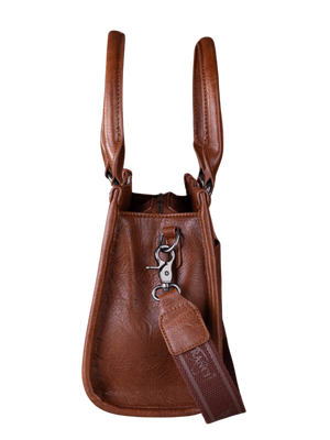 Hair-On Cowhide Tooled Handbag