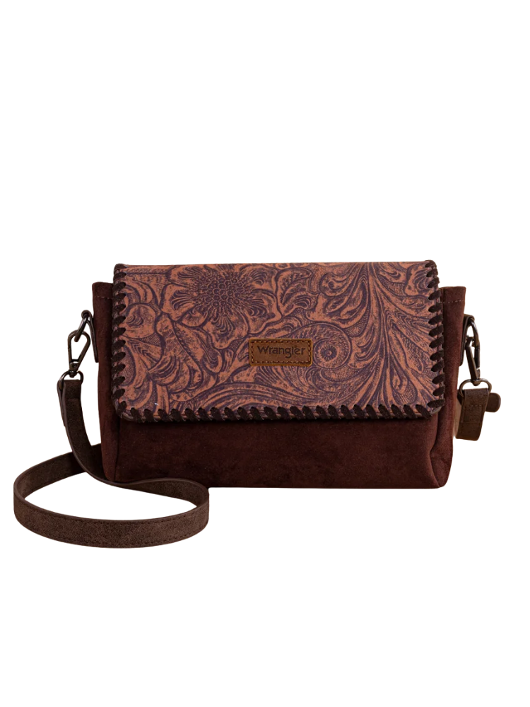 Sac bandoulière Western à imprimé floral vintage avec pochette