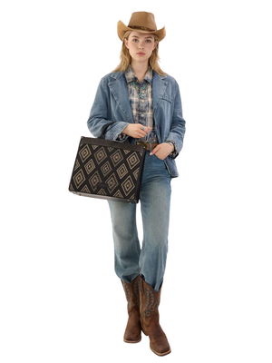 Aztec Studded Denim Crossbody Bag