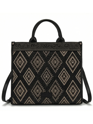 Aztec Studded Denim Crossbody Bag