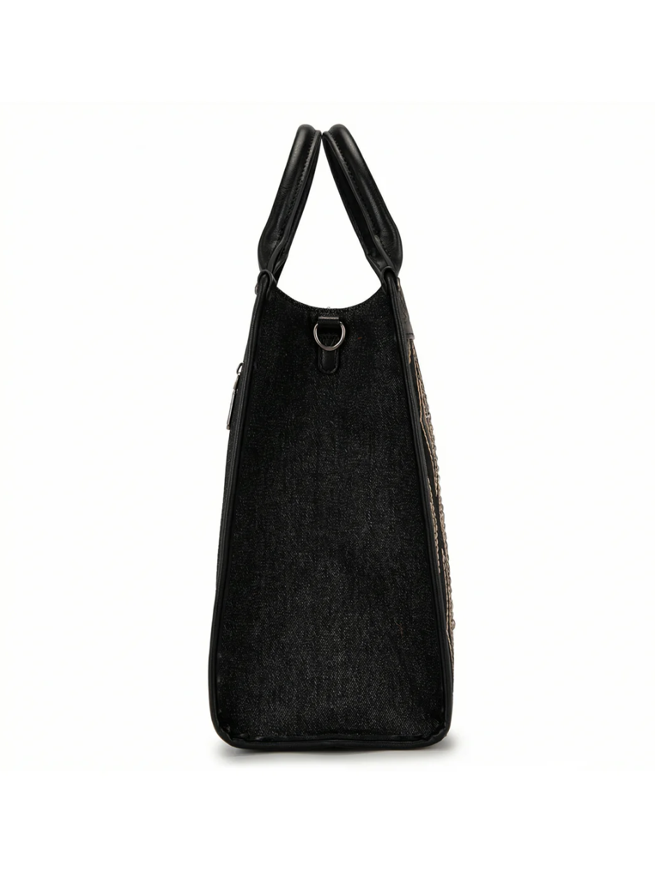 Aztec Studded Denim Crossbody Bag