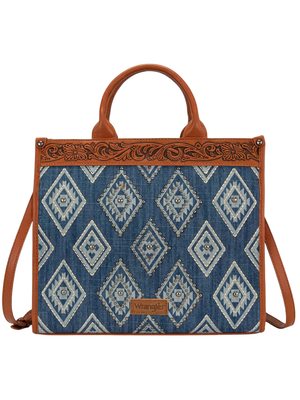 Aztec Studded Denim Crossbody Bag