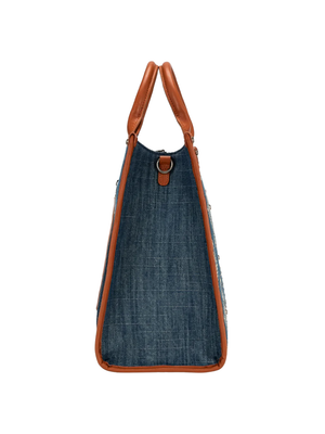 Aztec Studded Denim Crossbody Bag