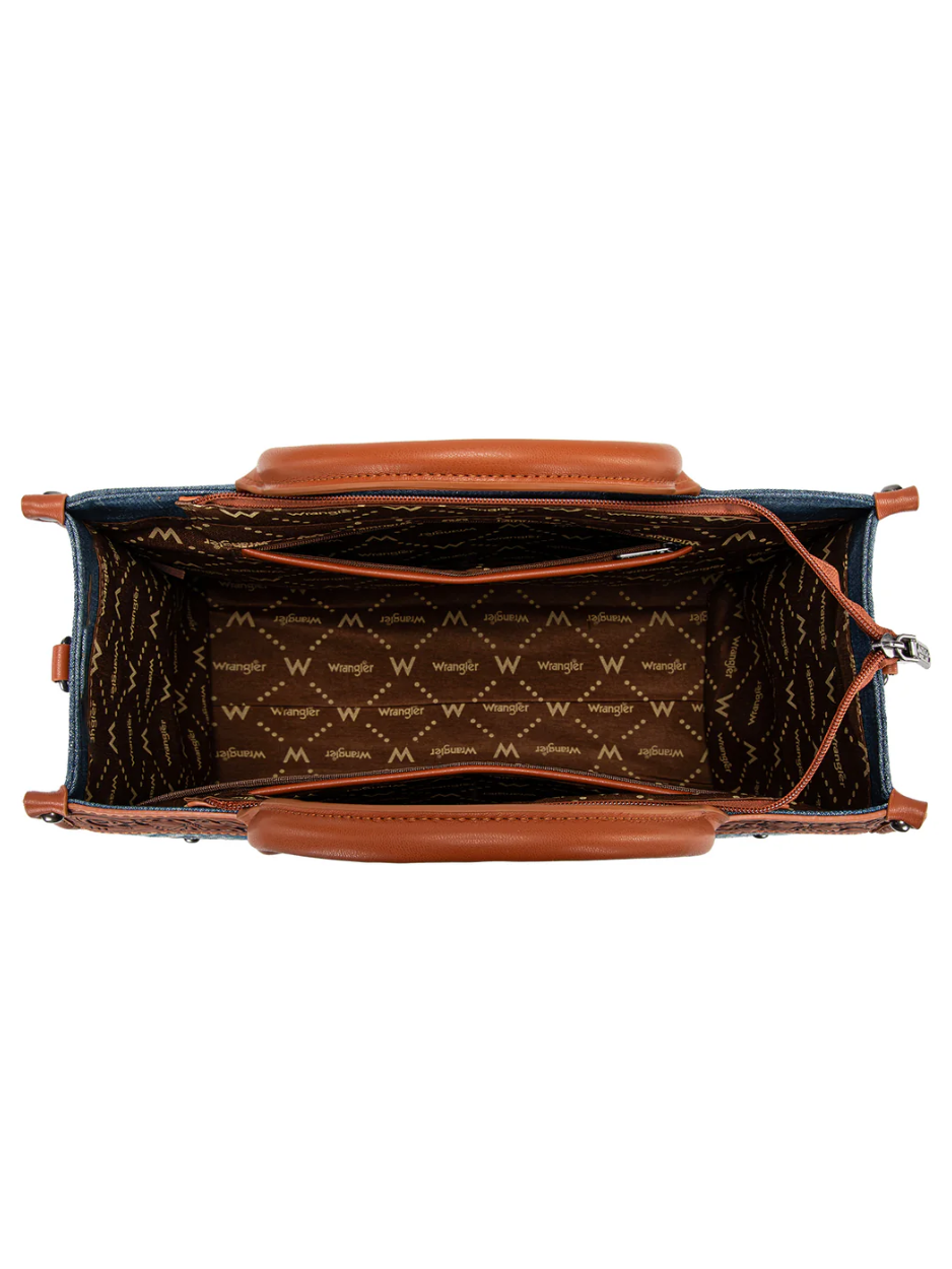 Aztec Studded Denim Crossbody Bag