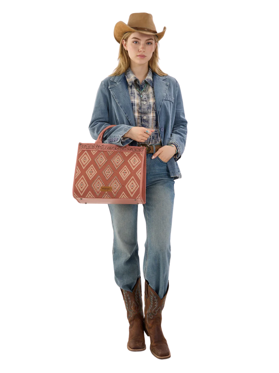 Aztec Studded Denim Crossbody Bag