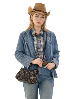 Sac à main Aztec Studded Denim avec mini pochette