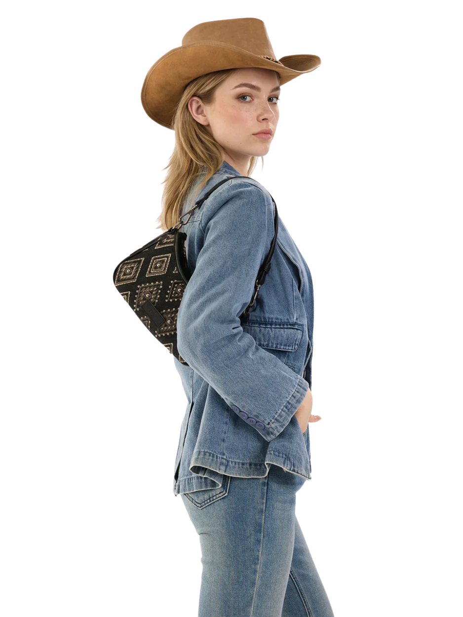 Sac à main Aztec Studded Denim avec mini pochette