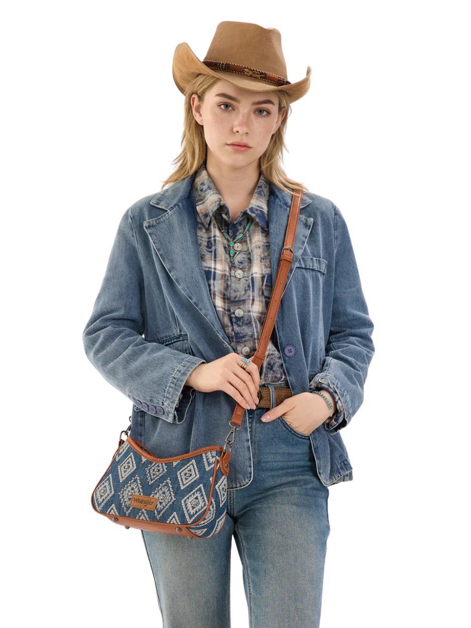 Sac à main Aztec Studded Denim avec mini pochette