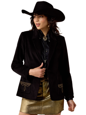 Blazer en velours côtelé Charles noir - Femme