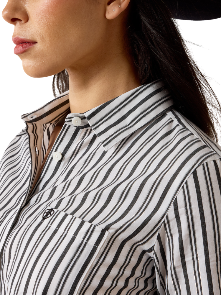 Chemise Team Kirby noire et blanche à rayures - Femme