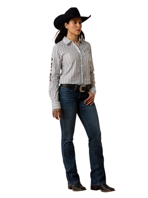 Chemise Team Kirby noire et blanche à rayures - Femme