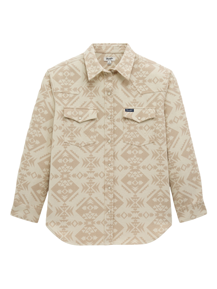 Surchemise Retro® Boyfriend Aztec Crème - Femme