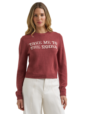 Chandail en tricot Retro Americana rose « Take Me to the Rodeo » - Femme