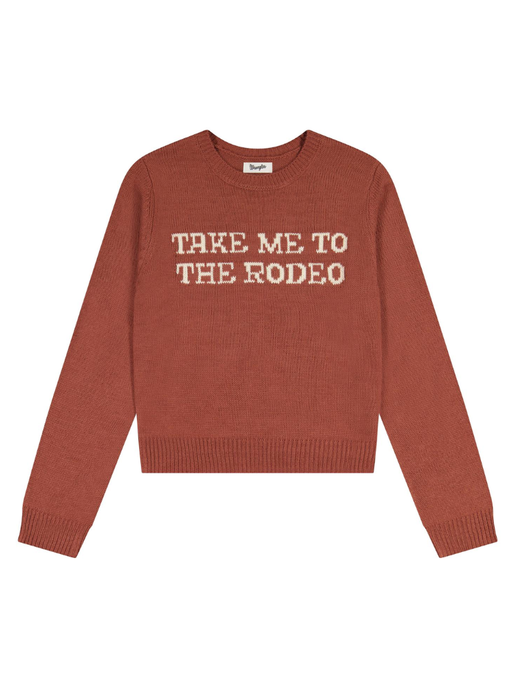 Chandail en tricot Retro Americana rose « Take Me to the Rodeo » - Femme