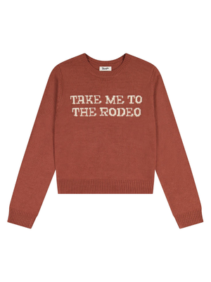 Chandail en tricot Retro Americana rose « Take Me to the Rodeo » - Femme