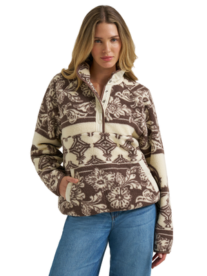 Veste de sherpa Retro Big Sky Floral Horses Crème - Femme