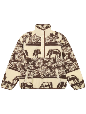 Veste de sherpa Retro Big Sky Floral Horses Crème - Femme