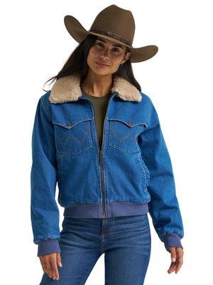 Manteau Denim Bomber doublé Sherpa - Femme