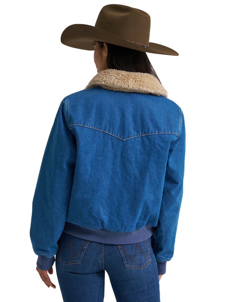 Manteau Denim Bomber doublé Sherpa - Femme