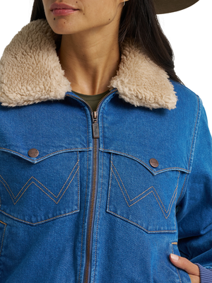 Manteau Denim Bomber doublé Sherpa - Femme
