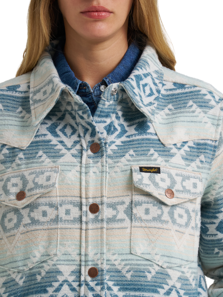 Surchemise jacquard Run the Ranch Bleu - Femme